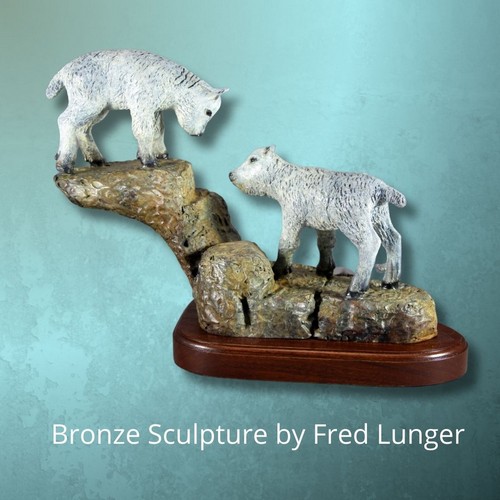 FL119 Baby Mountain Goats 15x11x7 $2850 at Hunter Wolff Gallery